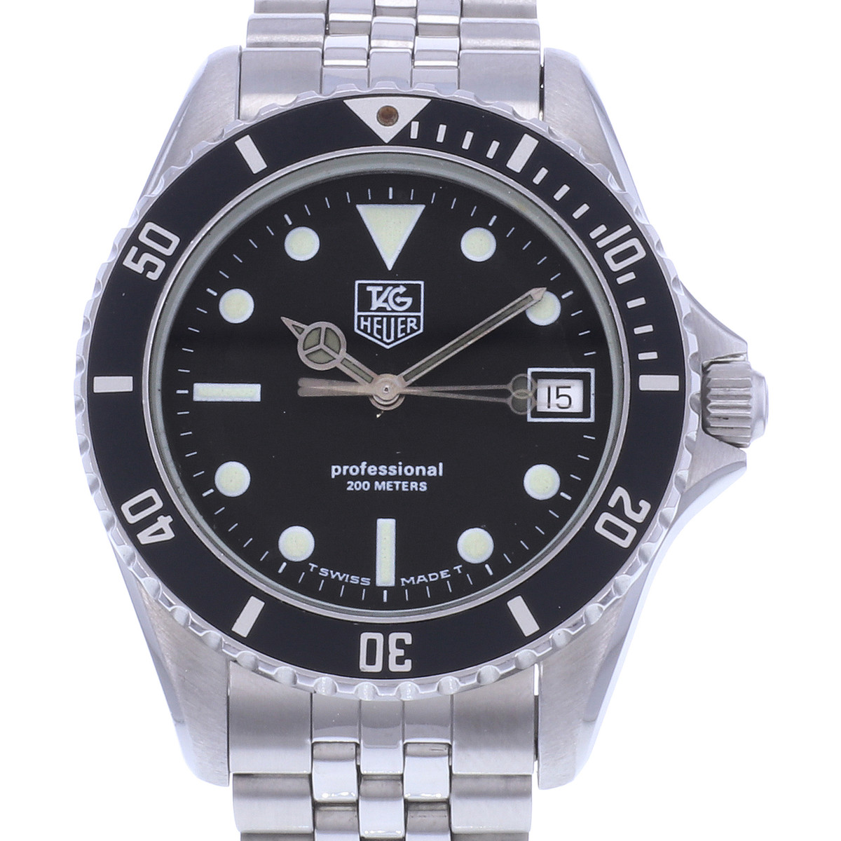 Montre d'occasion TAG HEUER 1000 Professional Vintage homme quartz bracelet acier - vue D1