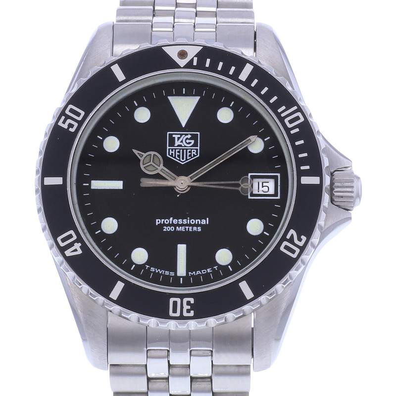 Montre d'occasion TAG HEUER 1000 Professional Vintage homme quartz bracelet acier - vue D1