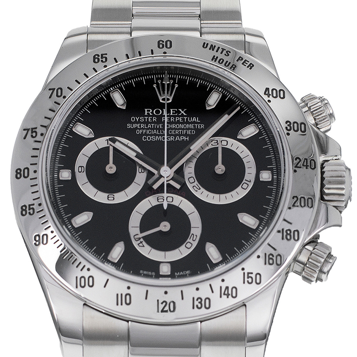 Montre d'occasion ROLEX Cosmograph Daytona homme mouvement automatique certifié (cosc) bracelet acier - vue D1