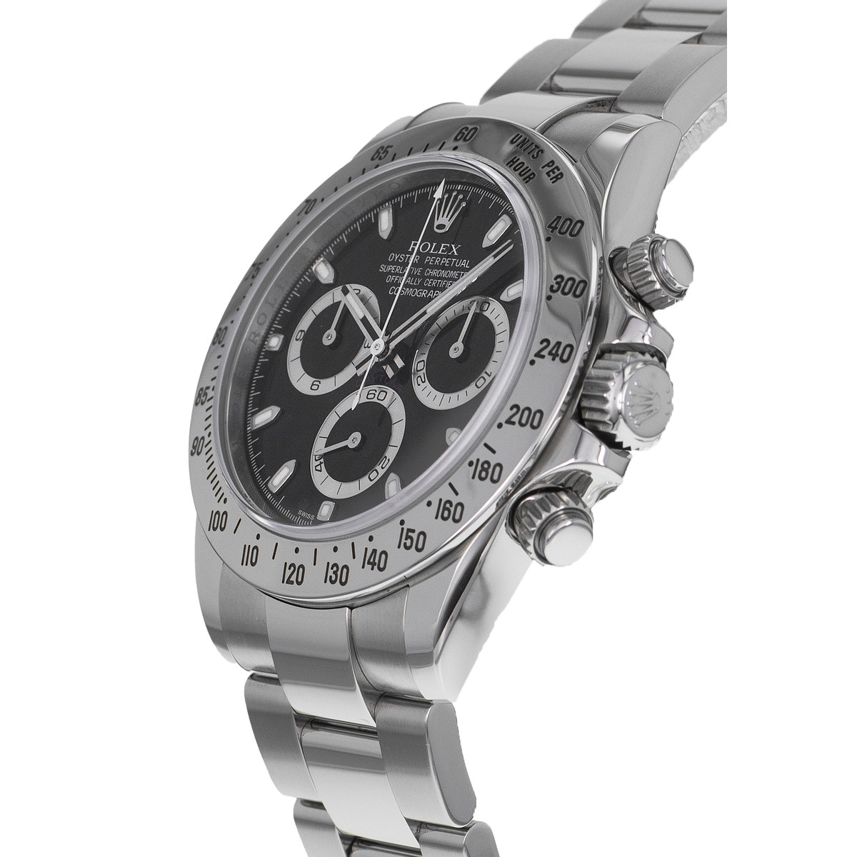 Montre d'occasion ROLEX Cosmograph Daytona homme mouvement automatique certifié (cosc) bracelet acier - vue D2