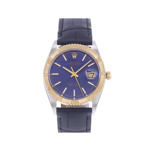 Pre-owned ROLEX DateJust Turn-O-Graph men's watch with certified automatic movement (COSC) and Cresus leather strap
