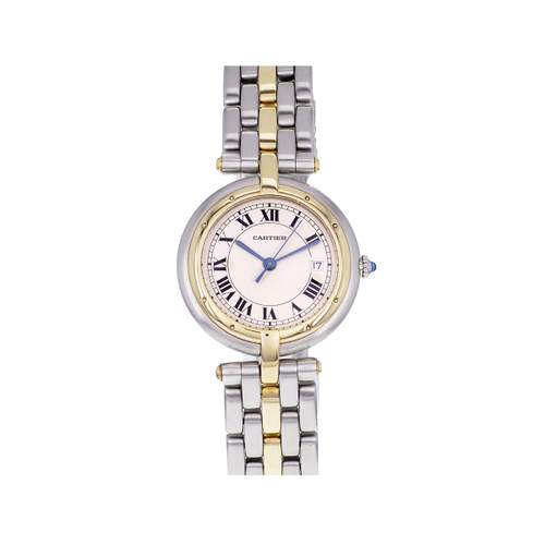 Montre d'occasion CARTIER Panthère Ronde femme quartz bracelet or jaune 750/000 et acier