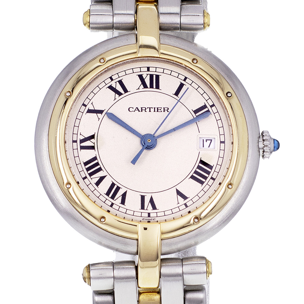 Montre d'occasion CARTIER Panthère Ronde femme quartz bracelet or jaune 750/000 et acier - vue D1
