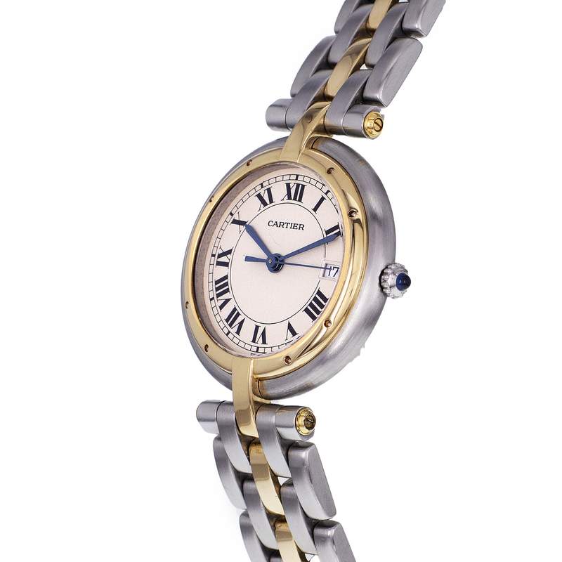 Montre d'occasion CARTIER Panthère Ronde femme quartz bracelet or jaune 750/000 et acier - vue D2