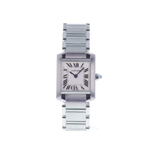 Montre d'occasion CARTIER Tank Française 20mm femme quartz bracelet acier