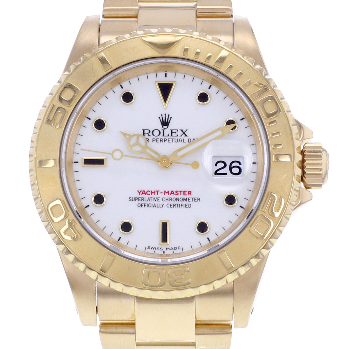 Montre d'occasion ROLEX Yacht-Master 40 homme mouvement automatique certifié (cosc) bracelet or jaune 750/000 - vue D1