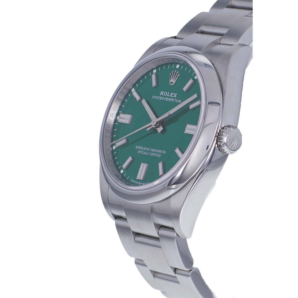 Montre d'occasion ROLEX Oyster Perpetual homme mouvement automatique certifié (cosc) bracelet acier - vue D2
