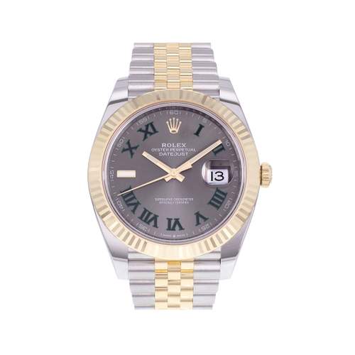 Montre d'occasion ROLEX DateJust 41 Wimbledon homme mouvement automatique certifié (cosc) bracelet or jaune 750/000 et acier
