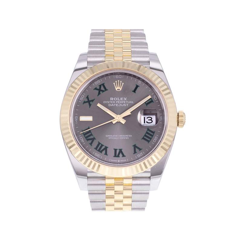 Montre d'occasion ROLEX DateJust 41 Wimbledon homme mouvement automatique certifié (cosc) bracelet or jaune 750/000 et acier - vue 1