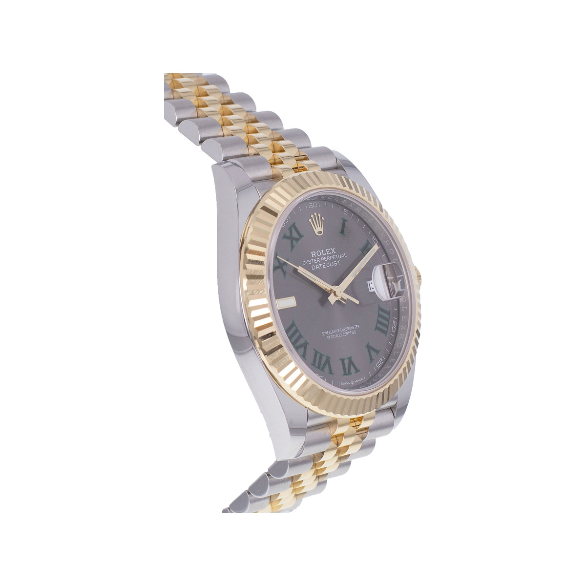 Montre d'occasion ROLEX DateJust 41 Wimbledon homme mouvement automatique certifié (cosc) bracelet or jaune 750/000 et acier - vue 2