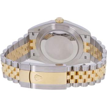 Montre d'occasion ROLEX DateJust 41 Wimbledon homme mouvement automatique certifié (cosc) bracelet or jaune 750/000 et acier