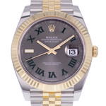 Montre d'occasion ROLEX DateJust 41 Wimbledon homme mouvement automatique certifié (cosc) bracelet or jaune 750/000 et acier - vue D1