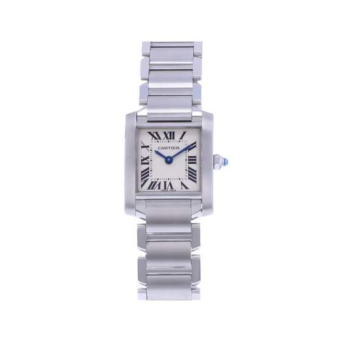 Montre d'occasion CARTIER Tank Française 20mm femme quartz bracelet acier