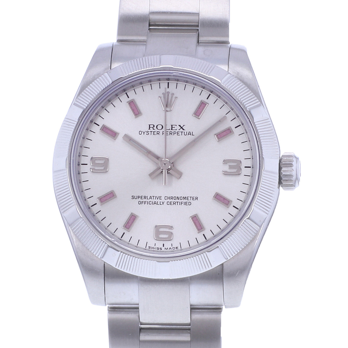 Montre d'occasion ROLEX Oyster Perpetual Medium femme mouvement automatique certifié (cosc) bracelet acier - vue D1