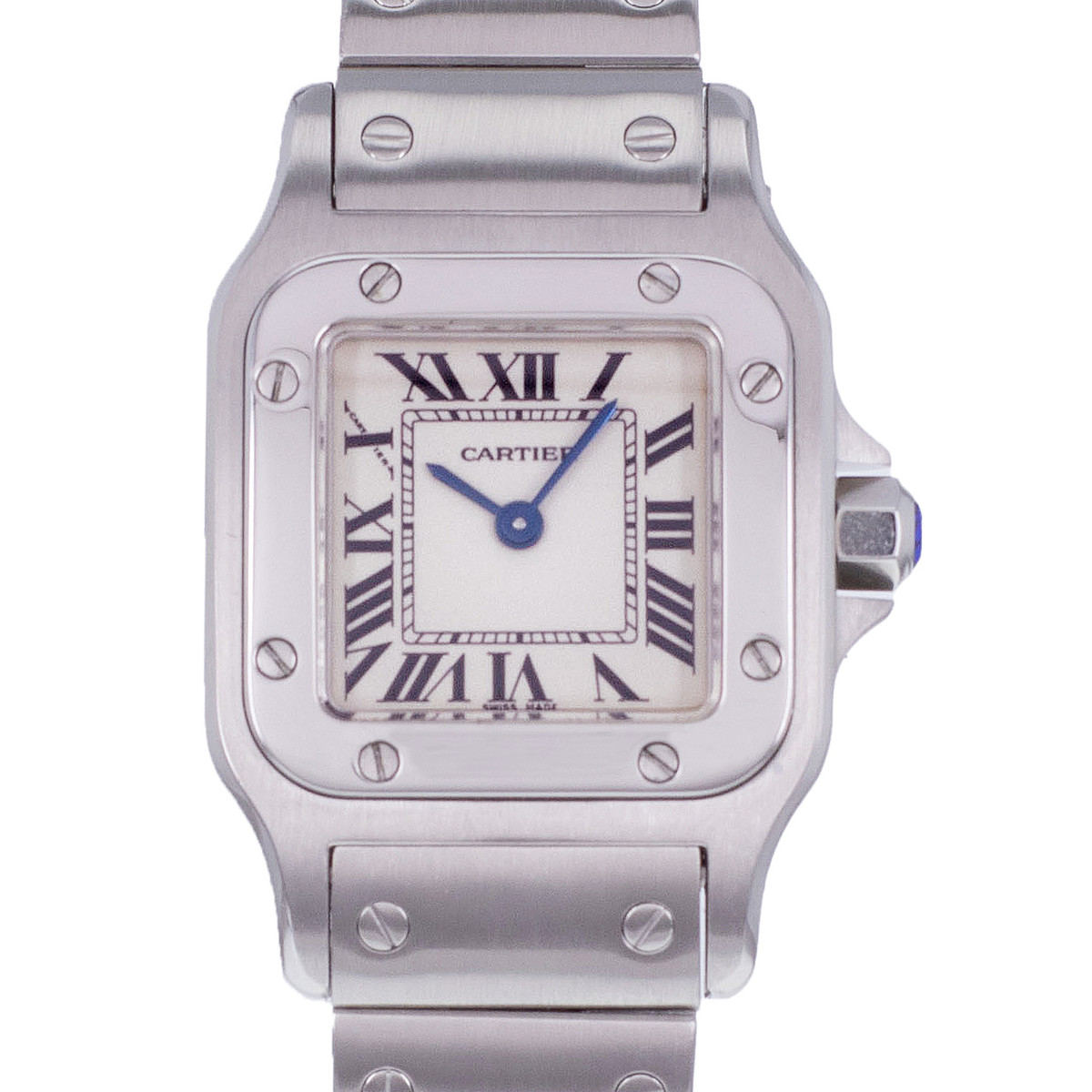Montre d'occasion CARTIER Santos Galbée femme quartz bracelet acier - vue D1