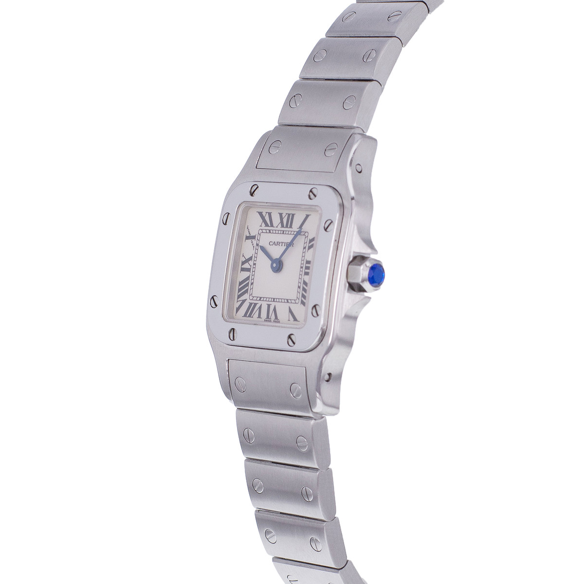 Montre d'occasion CARTIER Santos Galbée femme quartz bracelet acier - vue D2