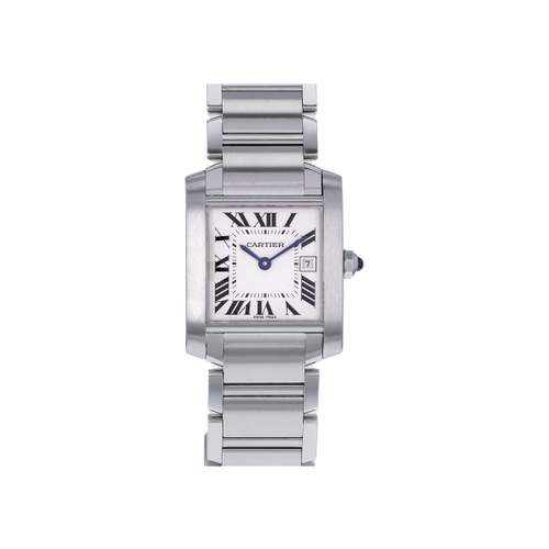 Montre d'occasion CARTIER Tank Française 25mm femme quartz bracelet acier