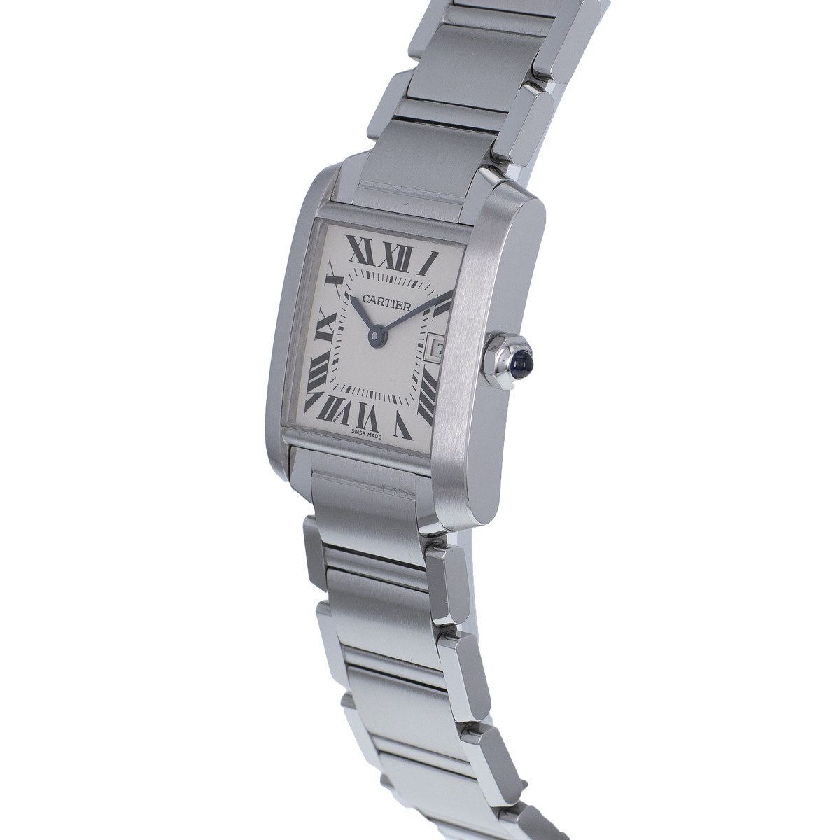Montre d'occasion CARTIER Tank Française 25mm femme quartz bracelet acier - vue D2
