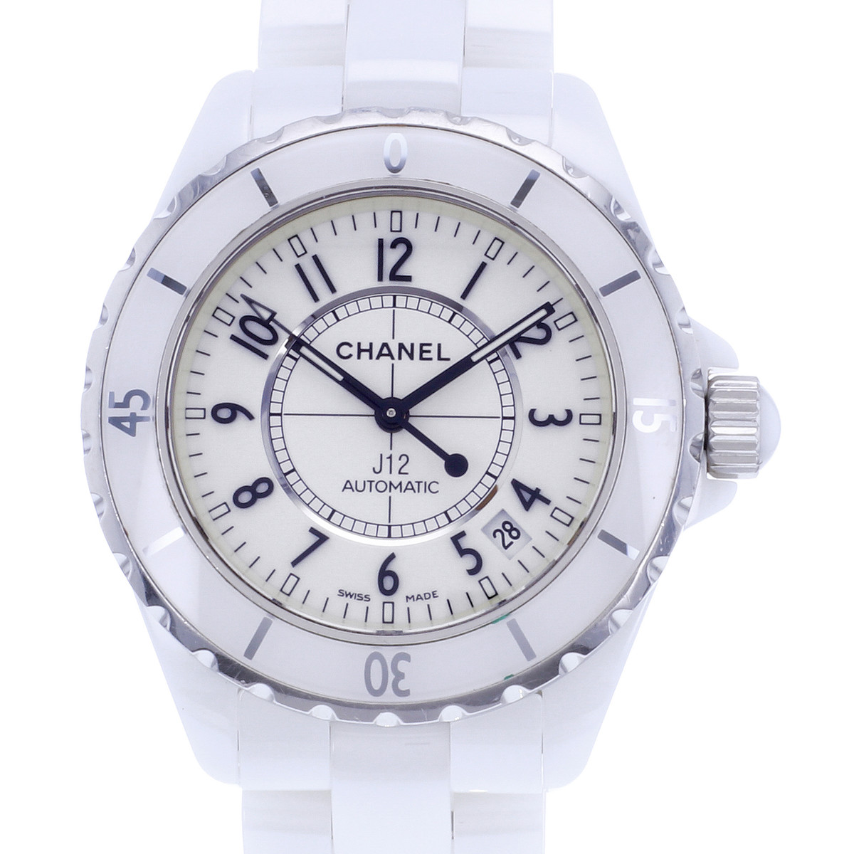 Montre d'occasion CHANEL J12 38 mm femme automatique bracelet céramique - vue D1