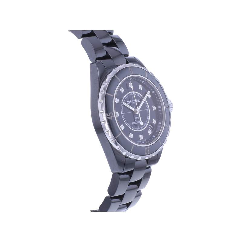 Montre d'occasion CHANEL J12 38 mm Index diamants femme automatique bracelet céramique - vue 2