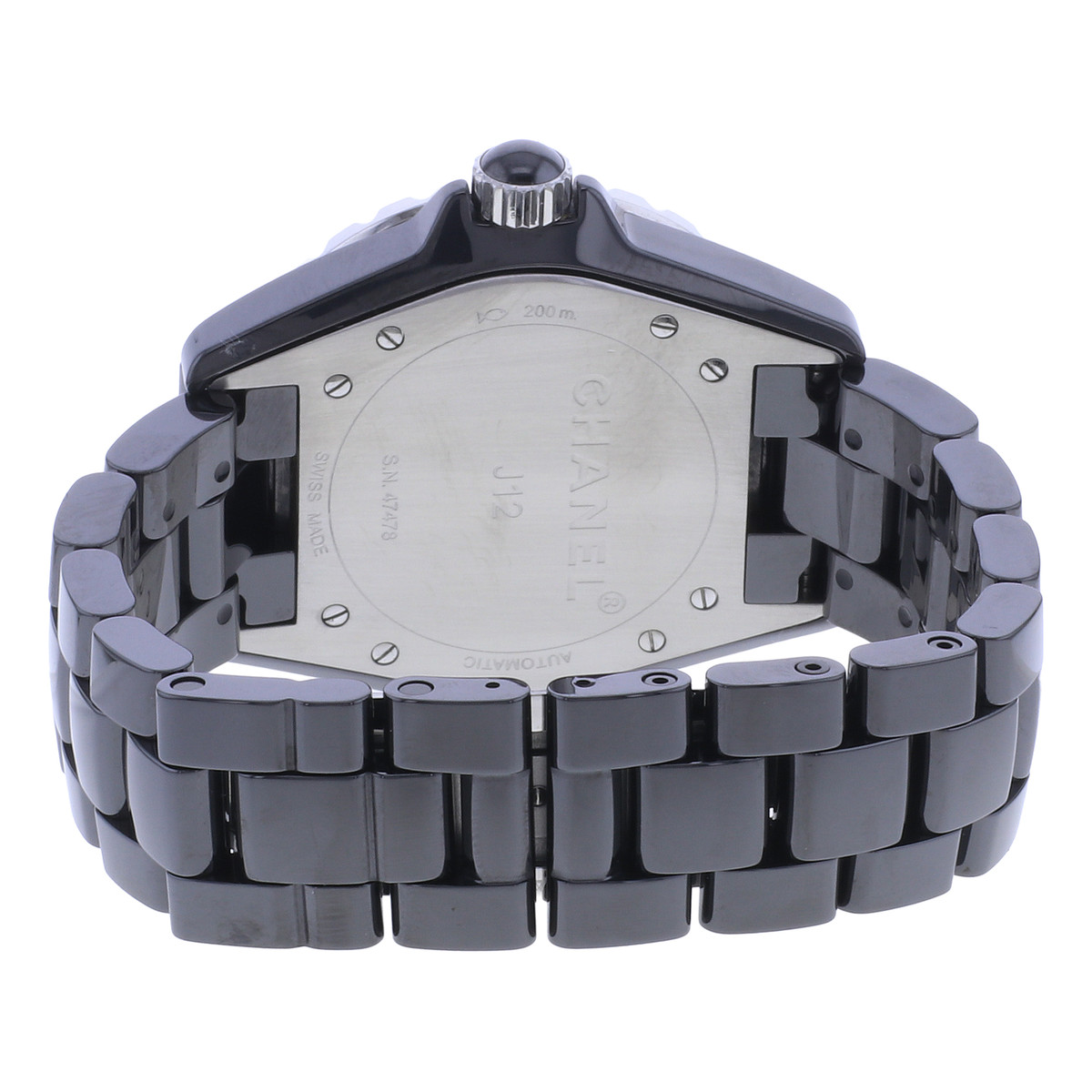 Montre d'occasion CHANEL J12 38 mm Index diamants femme automatique bracelet céramique - vue 3
