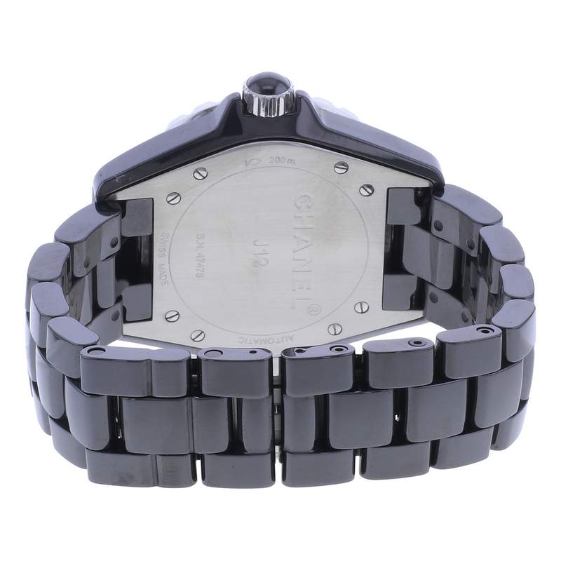 Montre d'occasion CHANEL J12 38 mm Index diamants femme automatique bracelet céramique - vue 3