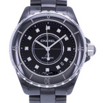 Montre d'occasion CHANEL J12 38 mm Index diamants femme automatique bracelet céramique - vue D1