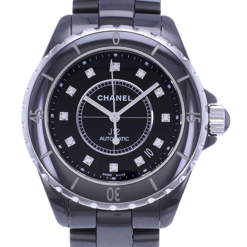 Montre d'occasion CHANEL J12 38 mm Index diamants femme automatique bracelet céramique - vue D1