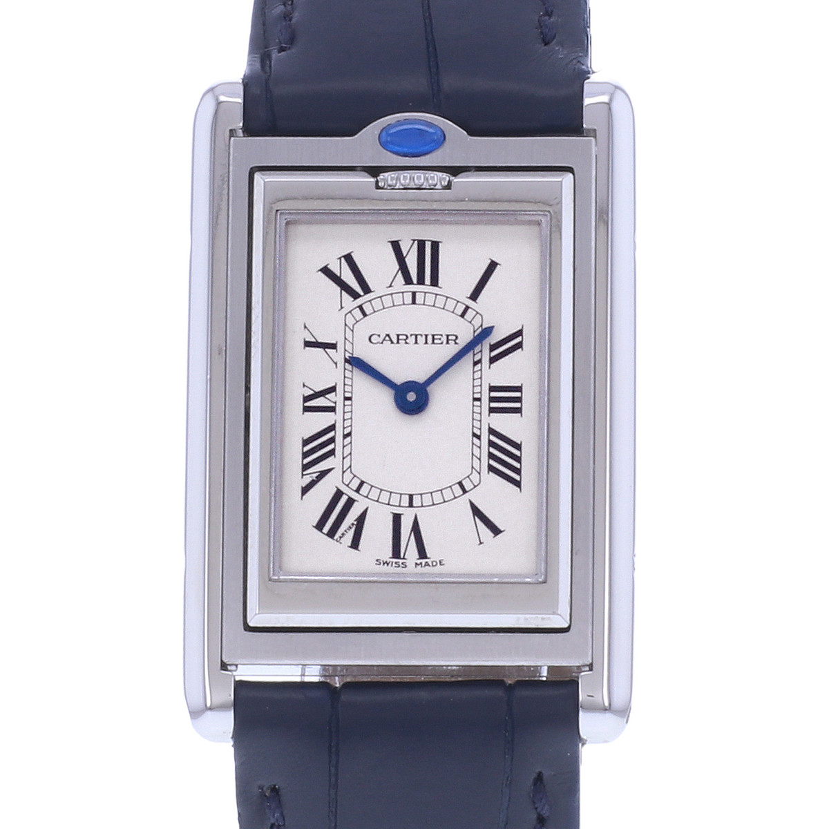 Montre d'occasion CARTIER Tank Basculante mixte quartz bracelet cuir cresus - vue D1