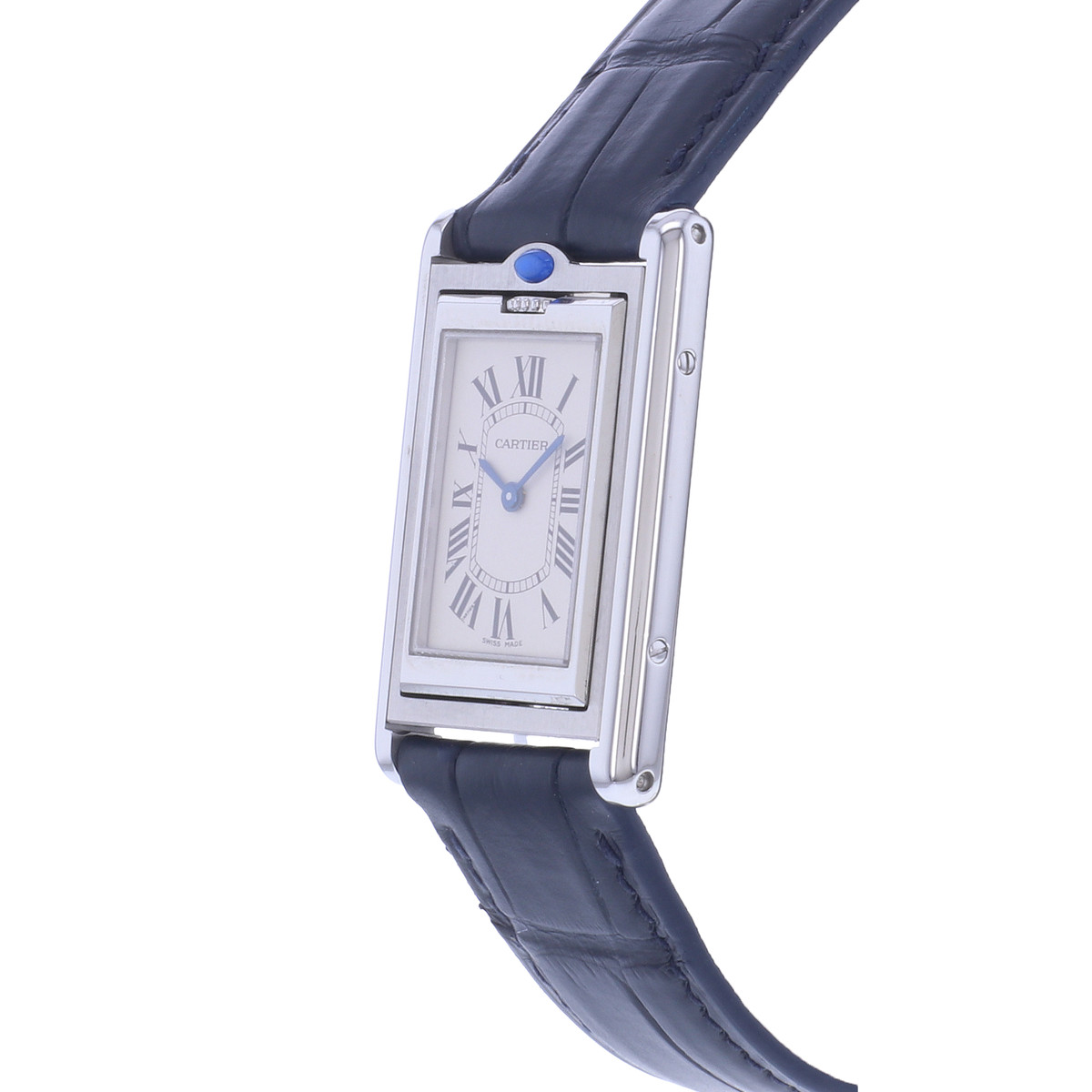 Montre d'occasion CARTIER Tank Basculante mixte quartz bracelet cuir cresus - vue D2