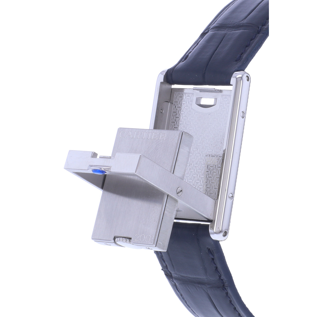 Montre d'occasion CARTIER Tank Basculante mixte quartz bracelet cuir cresus - vue D3