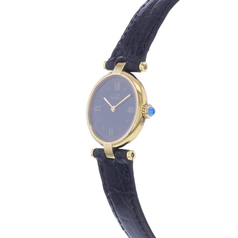 Montre d'occasion CARTIER Must Vendôme femme quartz bracelet cuir cresus - vue D2