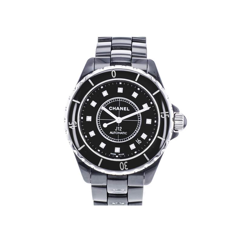 Montre d'occasion CHANEL J12 38 mm Index diamants femme automatique bracelet céramique - vue 1