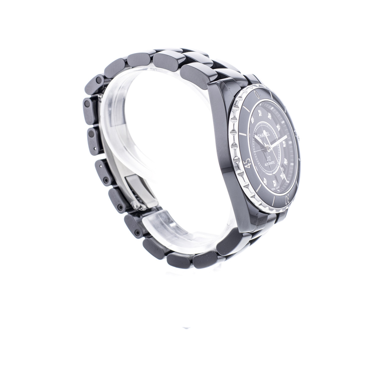 Montre d'occasion CHANEL J12 38 mm Index diamants femme automatique bracelet céramique - vue 2