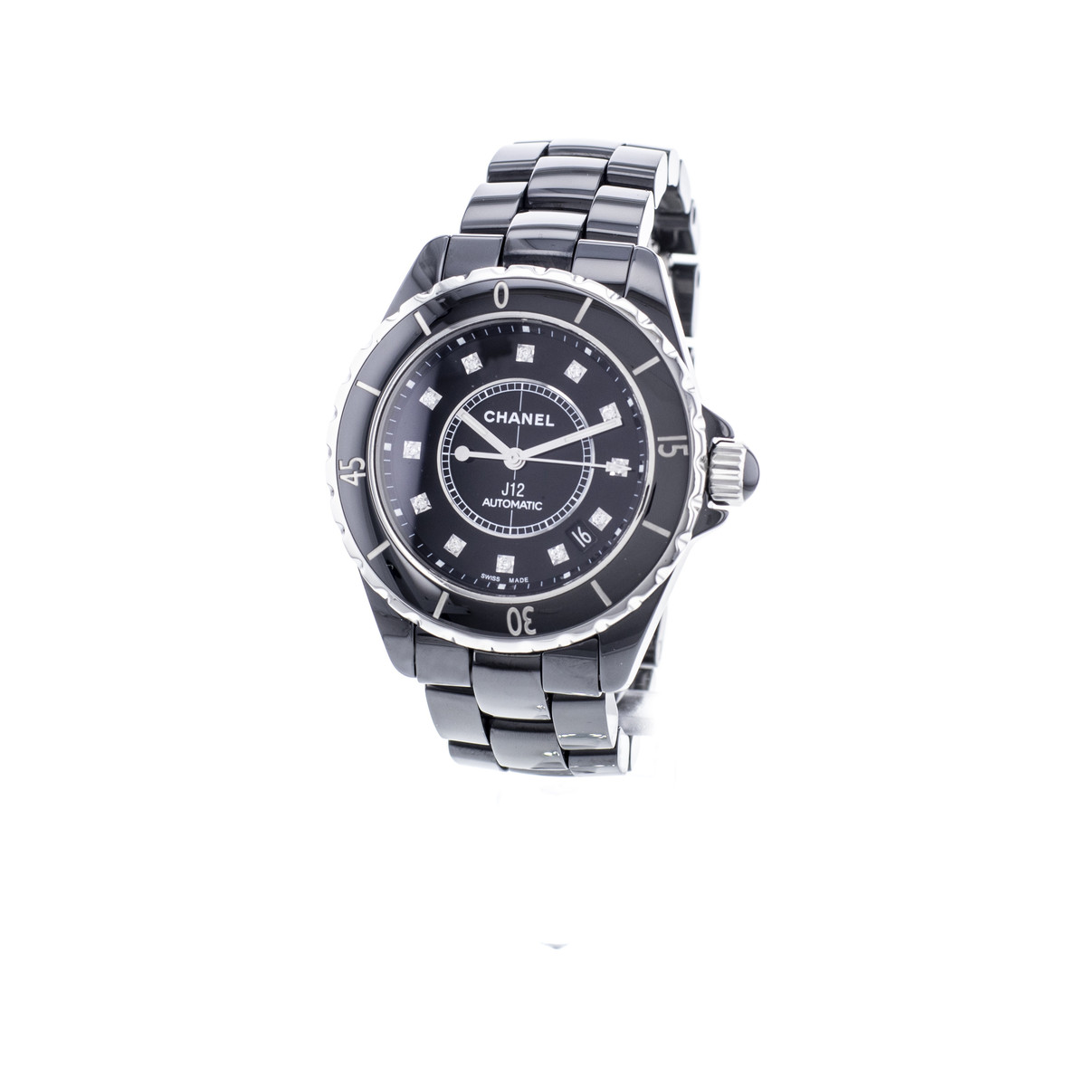 Montre d'occasion CHANEL J12 38 mm Index diamants femme automatique bracelet céramique - vue 4
