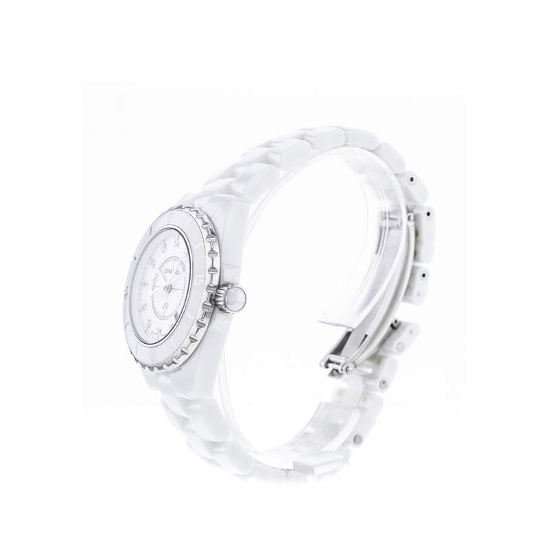 Montre d'occasion CHANEL J12 33 mm Index diamants femme quartz bracelet céramique - vue D2