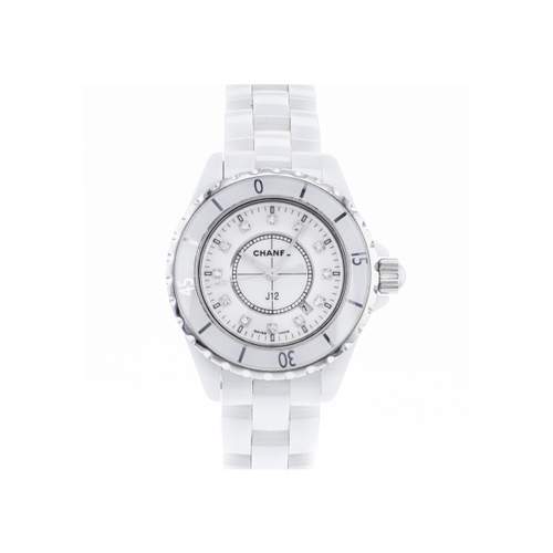 Montre d'occasion CHANEL J12 33 mm Index diamants femme quartz bracelet céramique