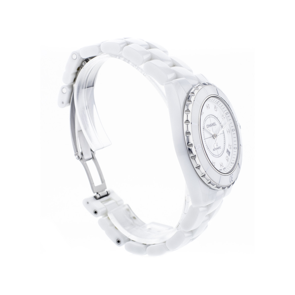 Montre d'occasion CHANEL J12 38 mm Index diamants femme automatique bracelet céramique - vue 2
