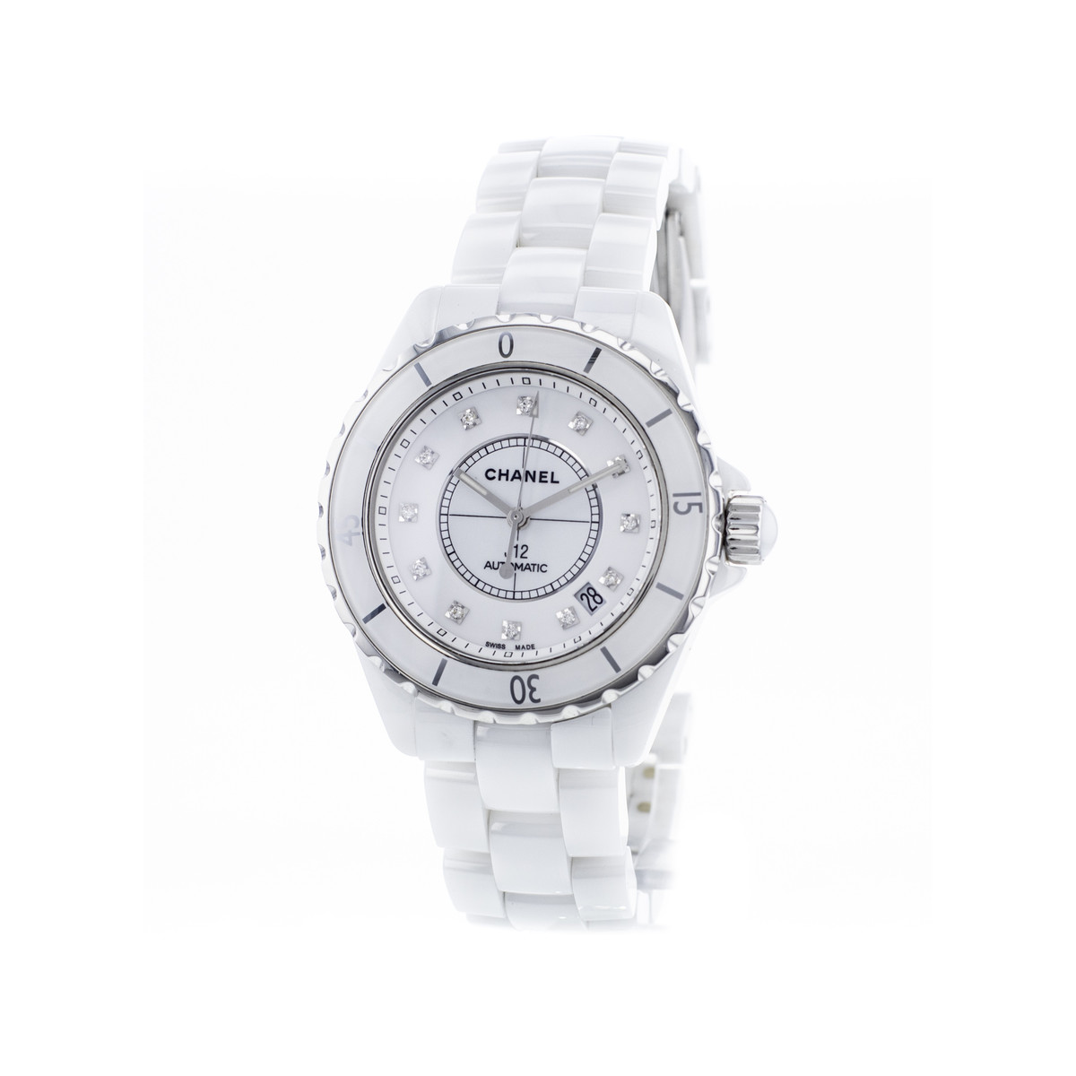 Montre d'occasion CHANEL J12 38 mm Index diamants femme automatique bracelet céramique - vue 4