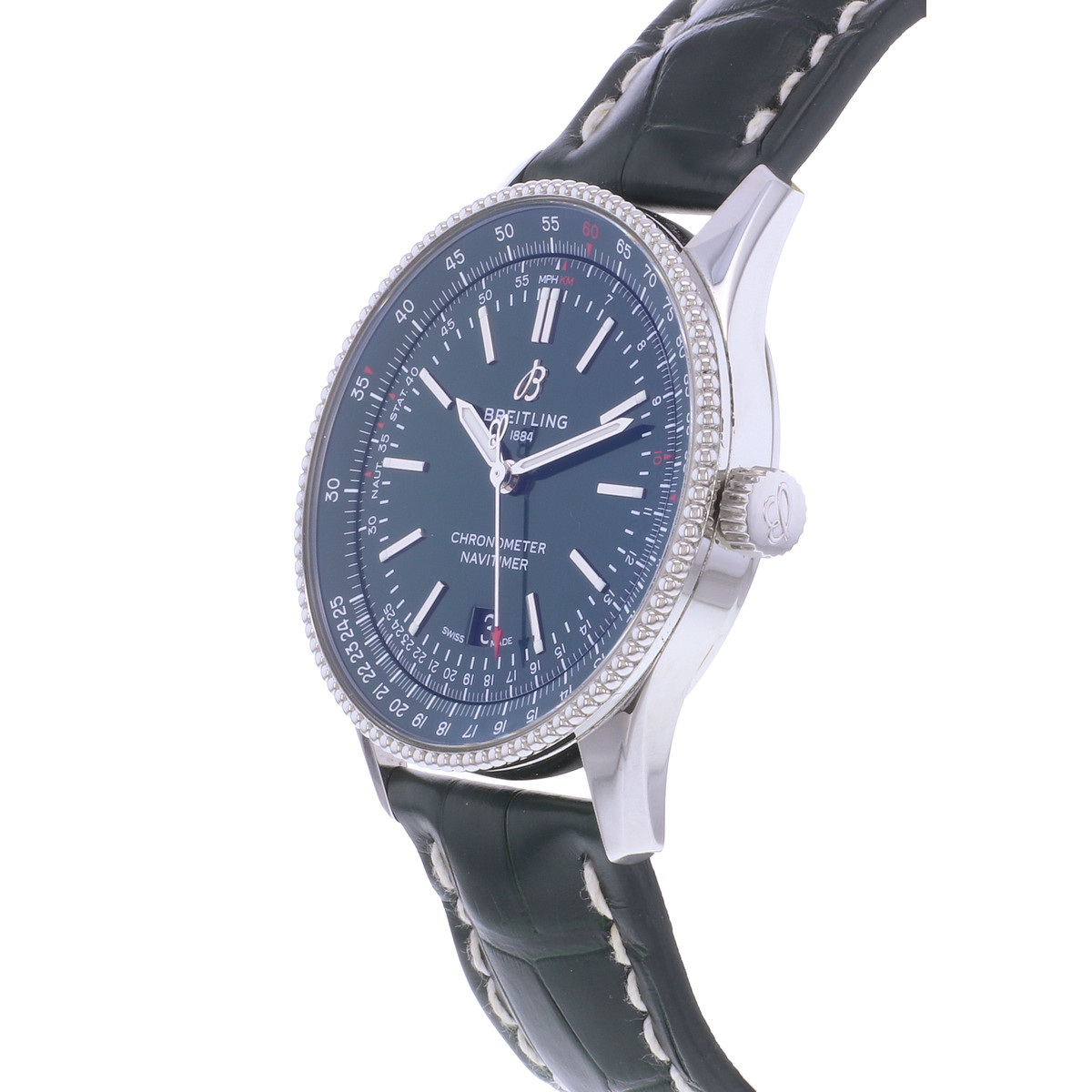 Montre d'occasion BREITLING Navitimer homme mouvement automatique certifié (cosc) bracelet cuir d'origine - vue D2