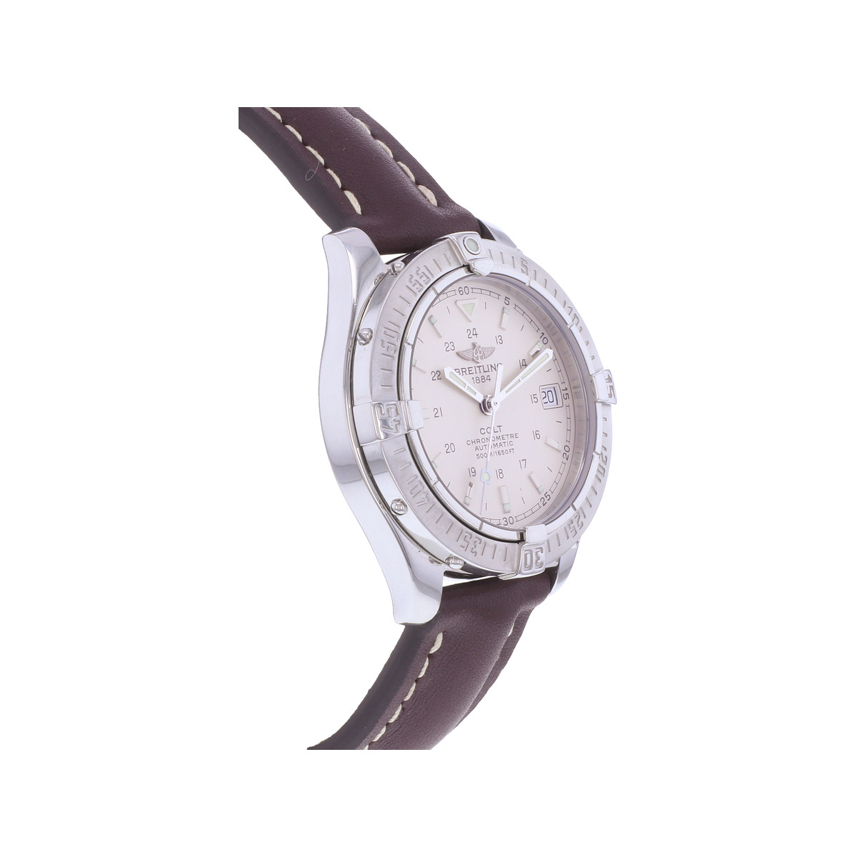Montre d'occasion BREITLING Colt Automatic homme mouvement automatique certifié (cosc) bracelet cuir cresus - vue 2