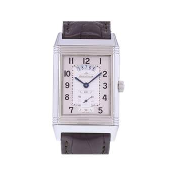 Montre d'occasion JAEGER LECOULTRE Reverso Duoface Night & Day homme mécanique bracelet cuir d'origine