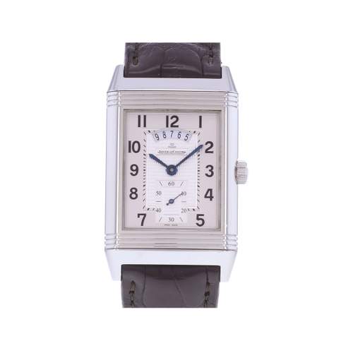 Montre d'occasion JAEGER LECOULTRE Reverso Duoface Night & Day homme mécanique bracelet cuir d'origine