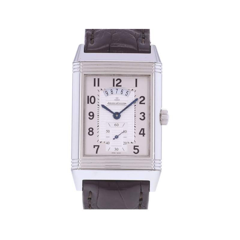 Montre d'occasion JAEGER LECOULTRE Reverso Duoface Night & Day homme mécanique bracelet cuir d'origine - vue 1