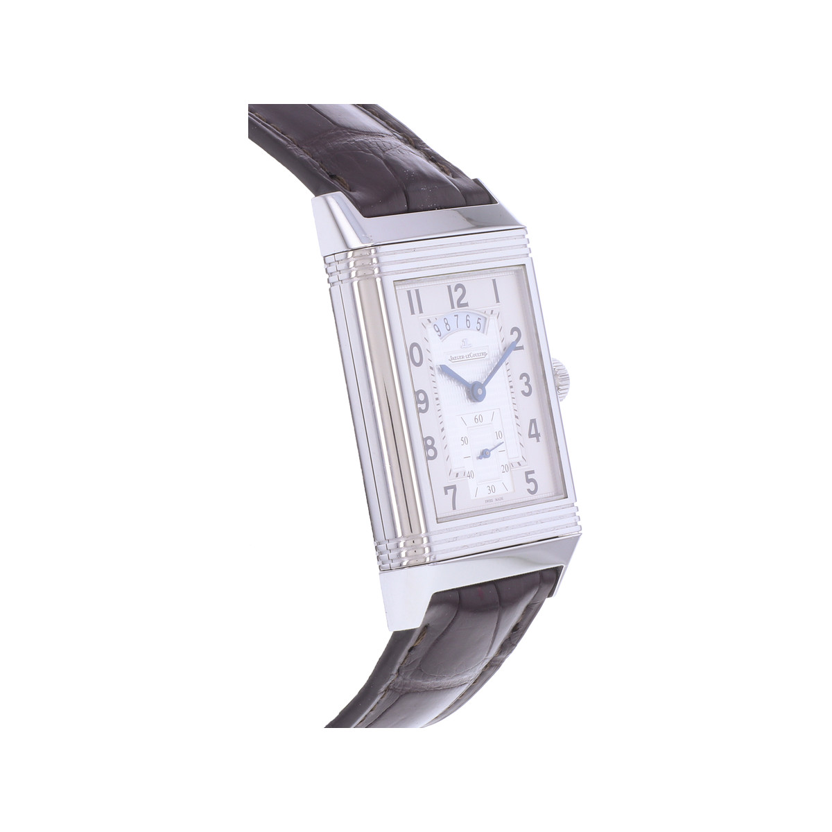 Montre d'occasion JAEGER LECOULTRE Reverso Duoface Night & Day homme mécanique bracelet cuir d'origine - vue 2