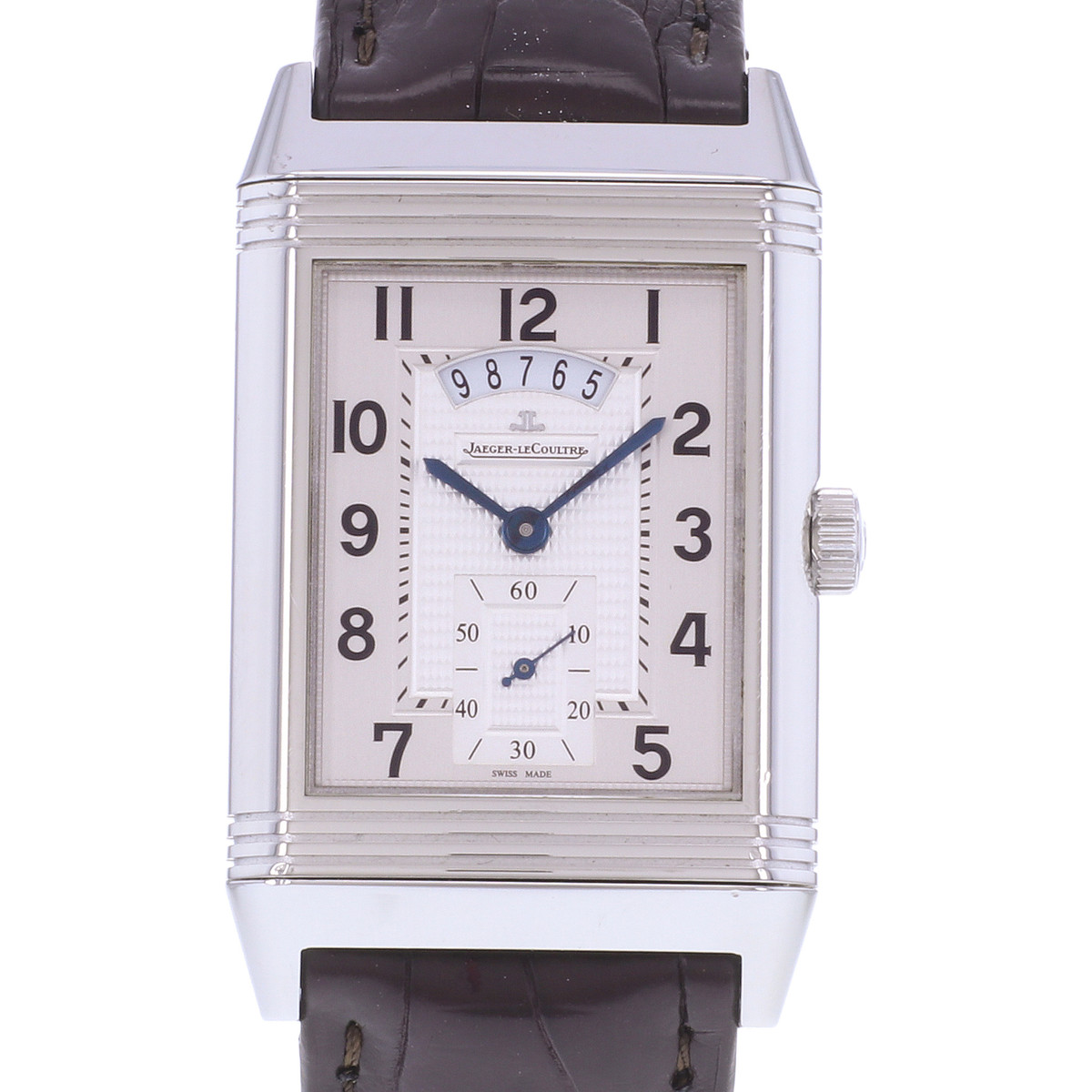 Montre d'occasion JAEGER LECOULTRE Reverso Duoface Night & Day homme mécanique bracelet cuir d'origine - vue D1