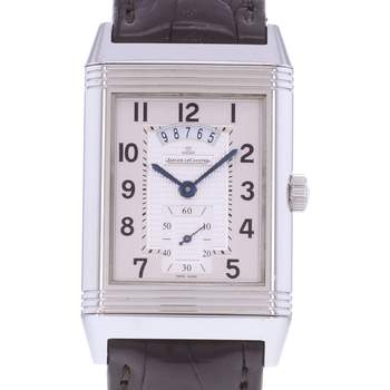 Montre d'occasion JAEGER LECOULTRE Reverso Duoface Night & Day homme mécanique bracelet cuir d'origine