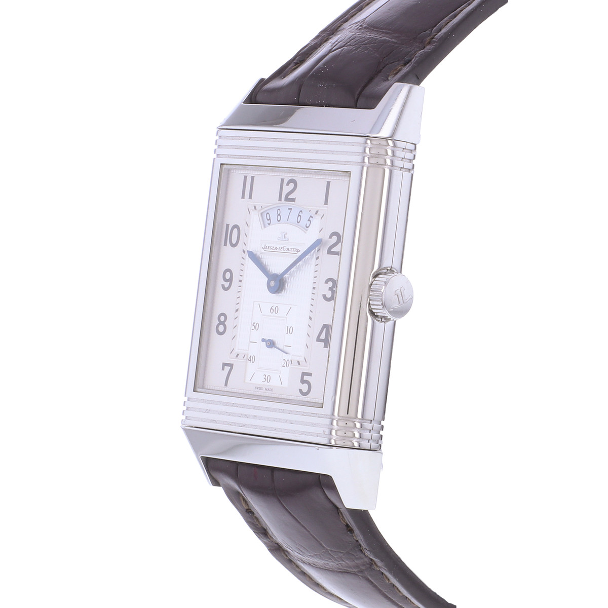 Montre d'occasion JAEGER LECOULTRE Reverso Duoface Night & Day homme mécanique bracelet cuir d'origine - vue D2