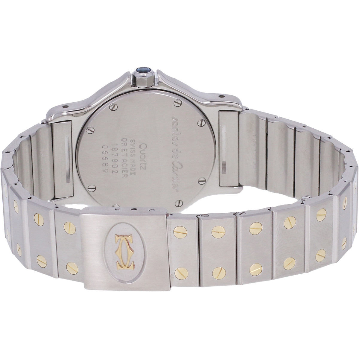 Montre d'occasion CARTIER Santos Octogonale femme quartz bracelet or jaune 750/000 et acier - vue 3