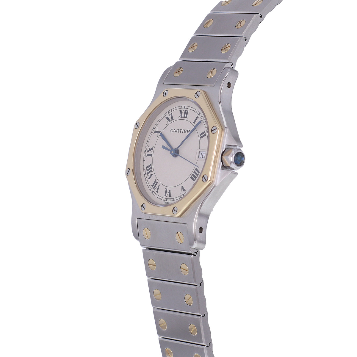 Montre d'occasion CARTIER Santos Octogonale femme quartz bracelet or jaune 750/000 et acier - vue D2